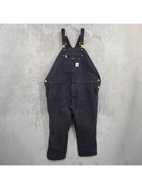 Carhartt Iconic R01 Duck Bib Overall Black 50x30 Heavyweight Relaxed Fit ALTERED